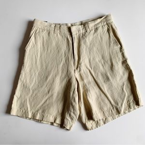 Austin Reed Silk Linen Shorts Khaki Color Size 32W